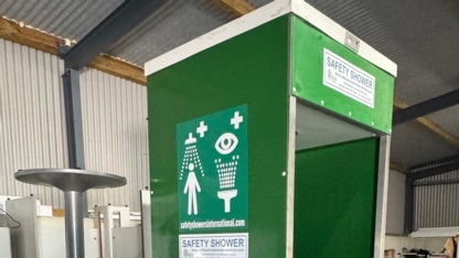 Commercial-grade, GRP (Glass Reinforced Plastic) enclosed Emergency Safety Shower and Eyewash Cubicle